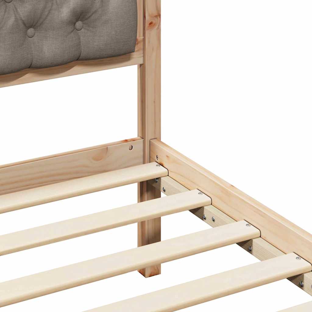 Bed Frame with Headboard Taupe 90 x 190 cm Solid Pine Wood