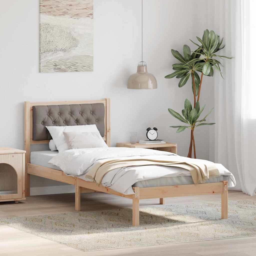 Bed Frame with Headboard Taupe 90 x 190 cm Solid Pine Wood