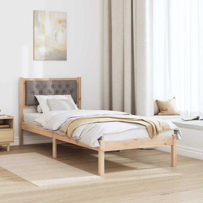 Bed Frame with Headboard Taupe 90 x 190 cm Solid Pine Wood