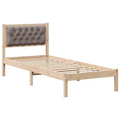 Bed Frame with Headboard Taupe 90 x 190 cm Solid Pine Wood