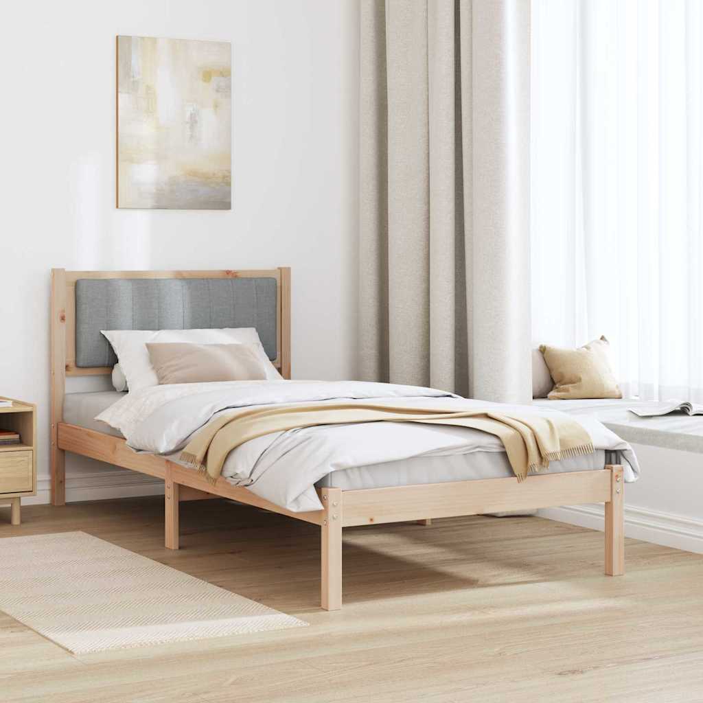 Bed Frame with Upholstered Headboard Light Grey 90 x 190 cm