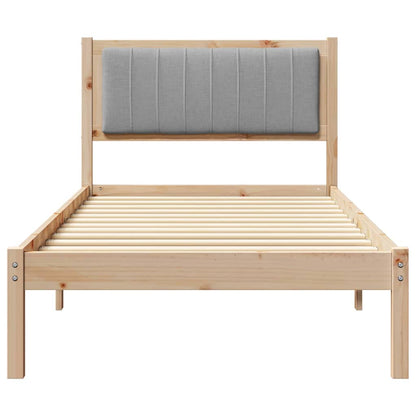 Bed Frame with Upholstered Headboard Light Grey 90 x 190 cm