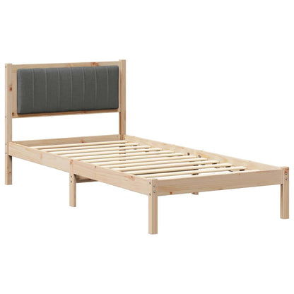 Bed Frame with Upholstered Headboard Dark Grey 90 x 190 cm