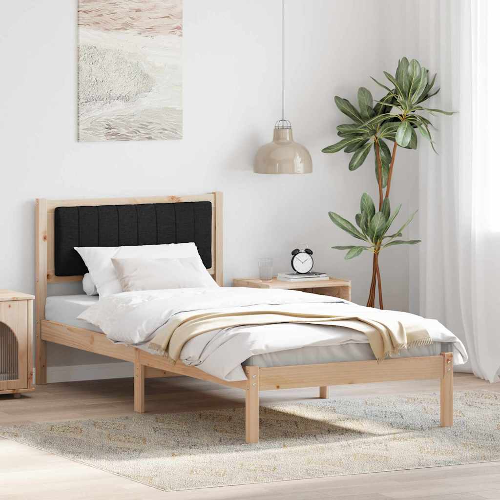 Bed Frame with Upholstered Headboard Black 90 x 190 cm