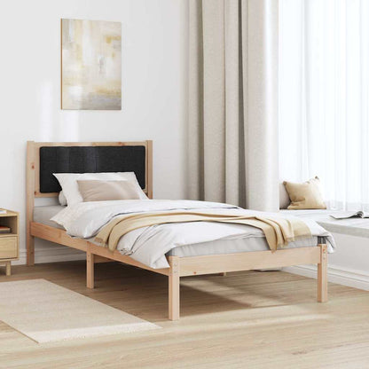 Bed Frame with Upholstered Headboard Black 90 x 190 cm