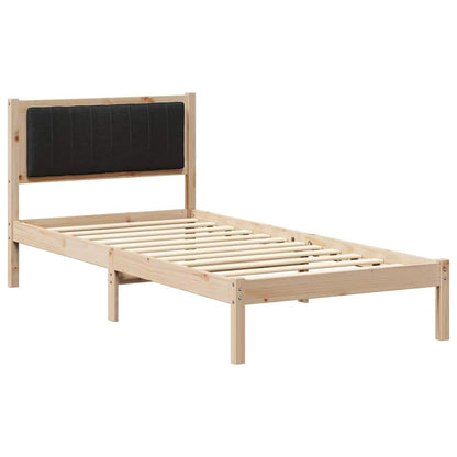 Bed Frame with Upholstered Headboard Black 90 x 190 cm