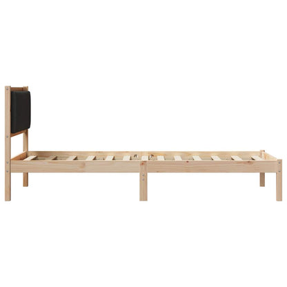 Bed Frame with Upholstered Headboard Black 90 x 190 cm