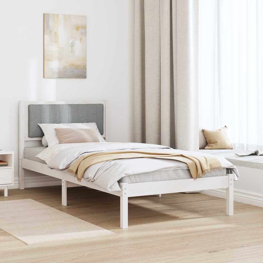 Bed Frame with Upholstered Headboard Light Grey 90 x 190 cm