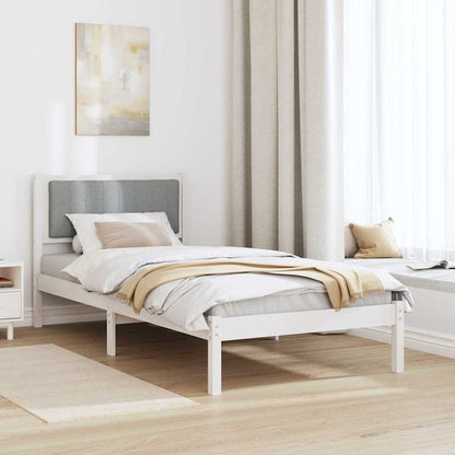 Bed Frame with Upholstered Headboard Light Grey 90 x 190 cm