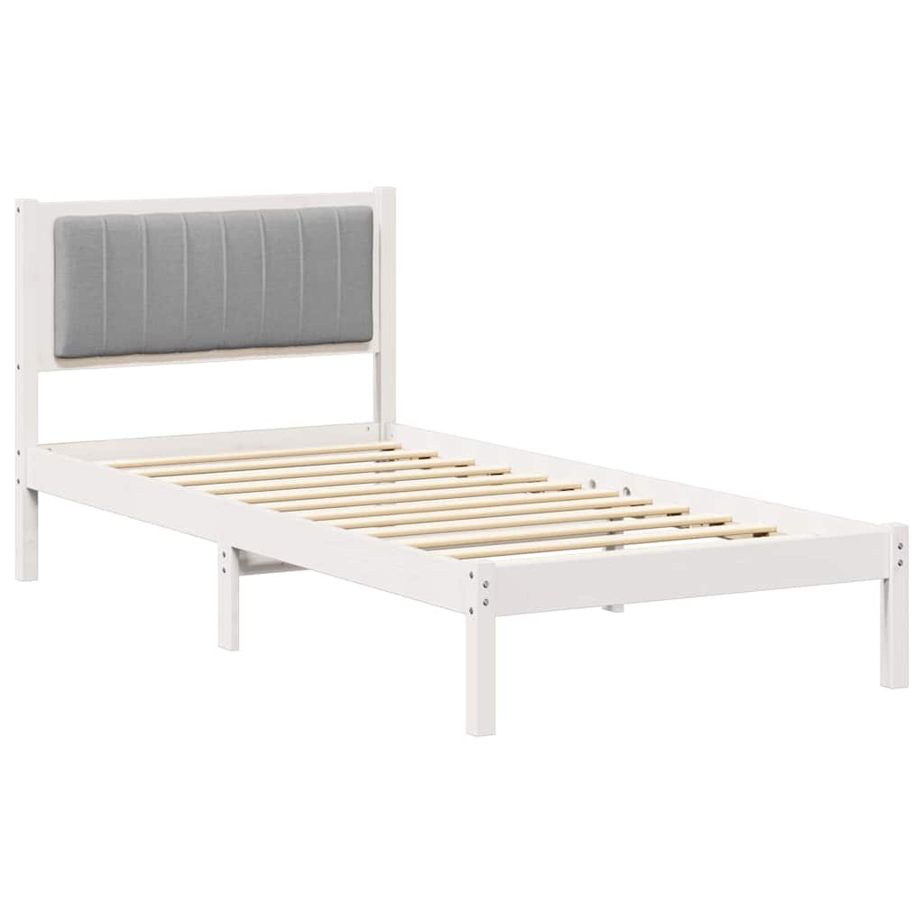 Bed Frame with Upholstered Headboard Light Grey 90 x 190 cm