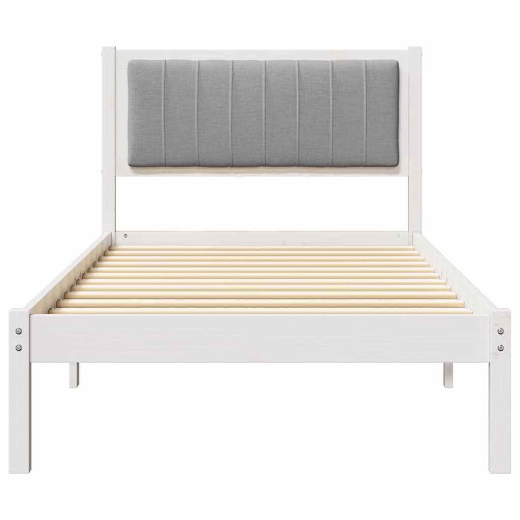 Bed Frame with Upholstered Headboard Light Grey 90 x 190 cm
