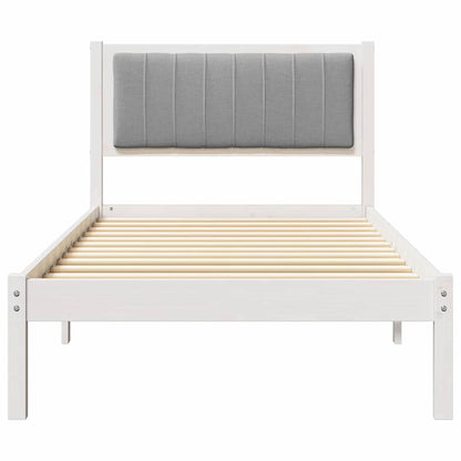 Bed Frame with Upholstered Headboard Light Grey 90 x 190 cm