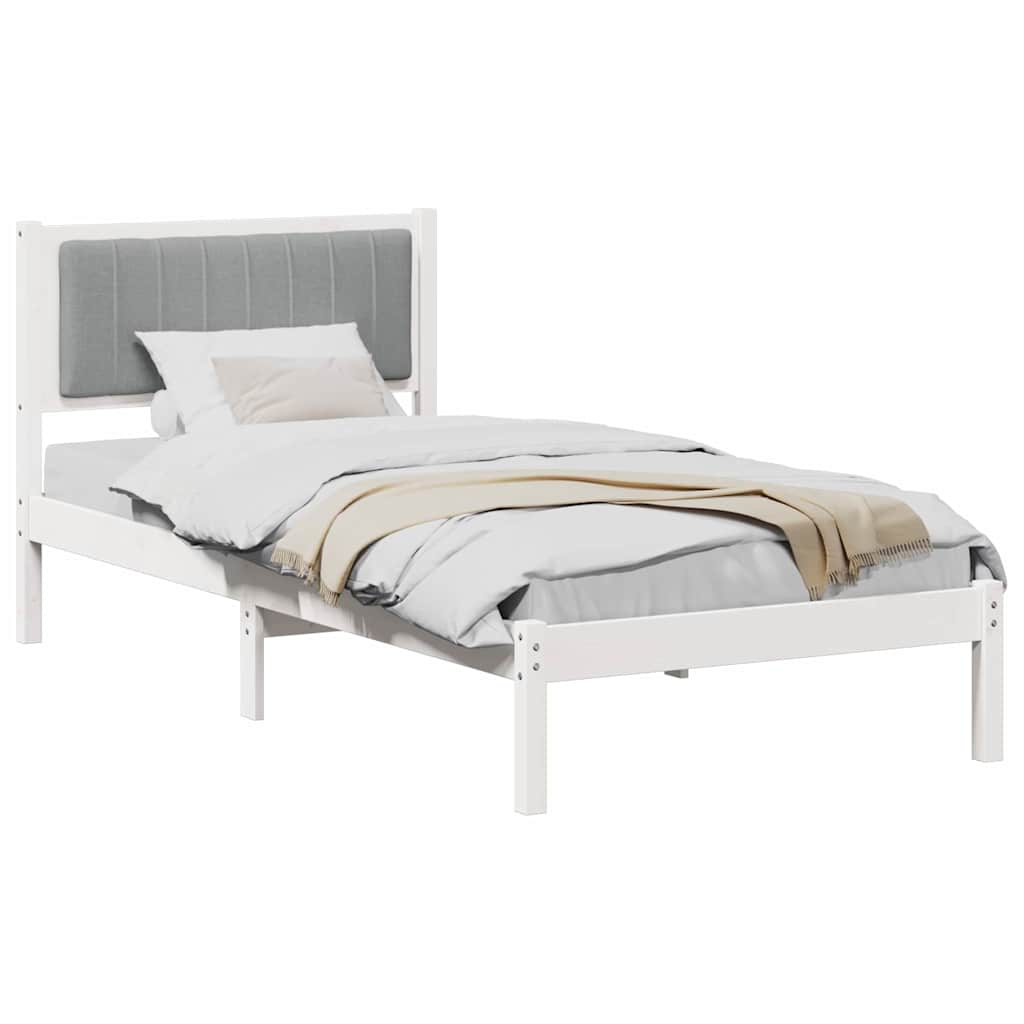 Bed Frame with Upholstered Headboard Light Grey 90 x 190 cm