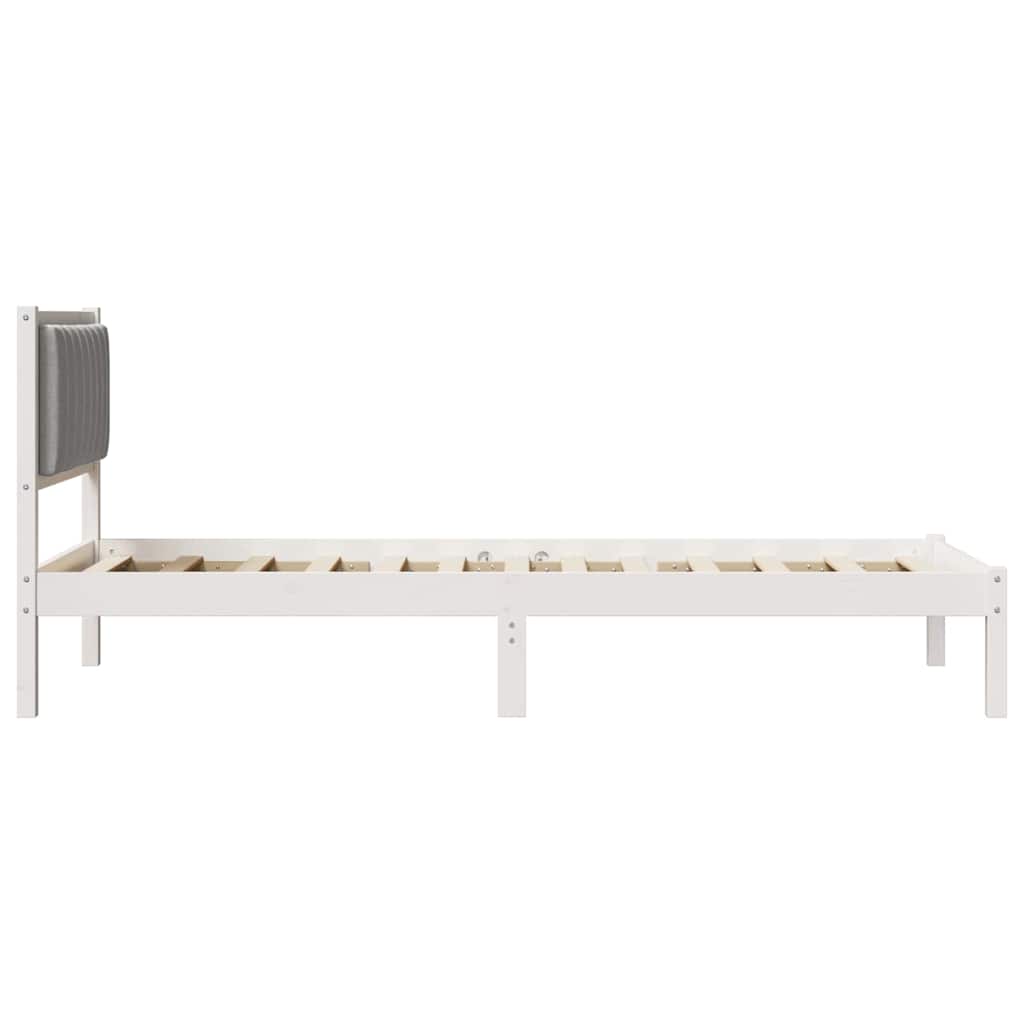 Bed Frame with Upholstered Headboard Light Grey 90 x 190 cm