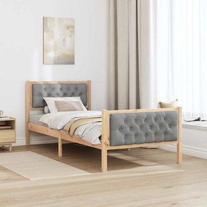 Bed Frame with Headboard Light Grey 90 x 200 cm Solid Pine Wood