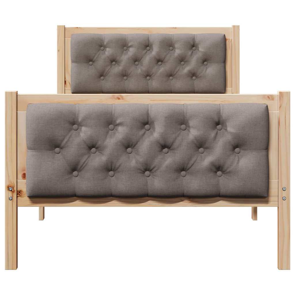 Bed Frame with Headboard Taupe 90 x 200 cm Solid Pine Wood