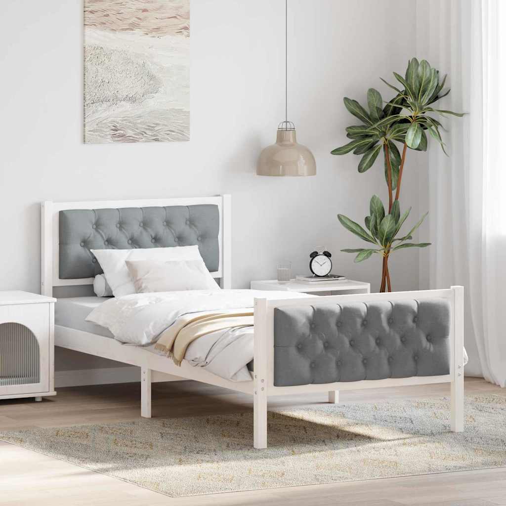 Bed Frame with Headboard Light Grey 90 x 200 cm Solid Pine Wood