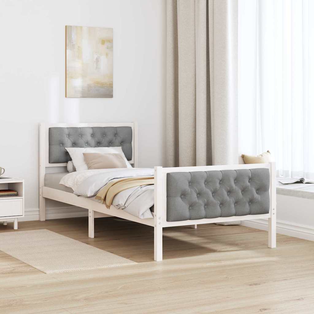 Bed Frame with Headboard Light Grey 90 x 200 cm Solid Pine Wood
