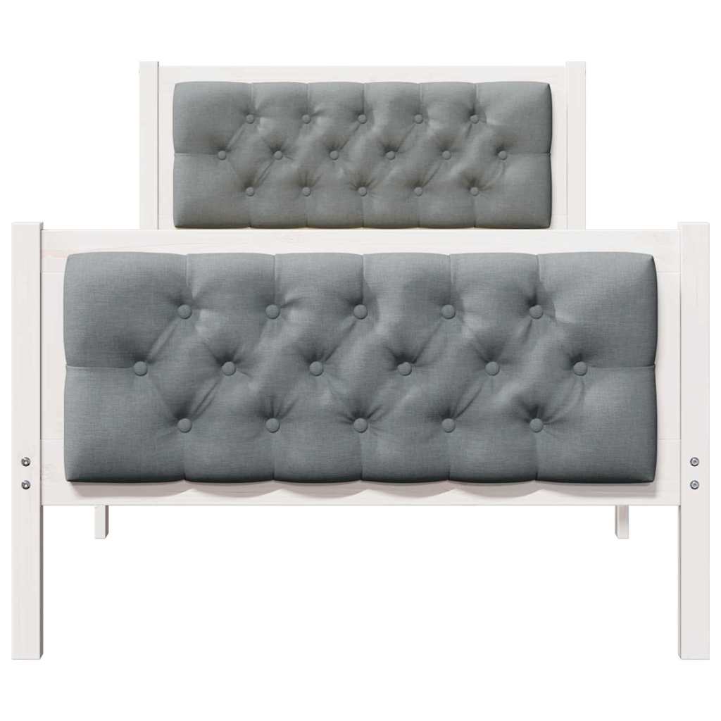 Bed Frame with Headboard Light Grey 90 x 200 cm Solid Pine Wood