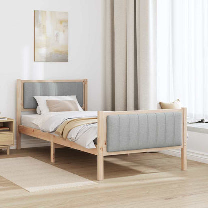 Bed frame Brown and light grey 90 x 200 cm Solid pine wood