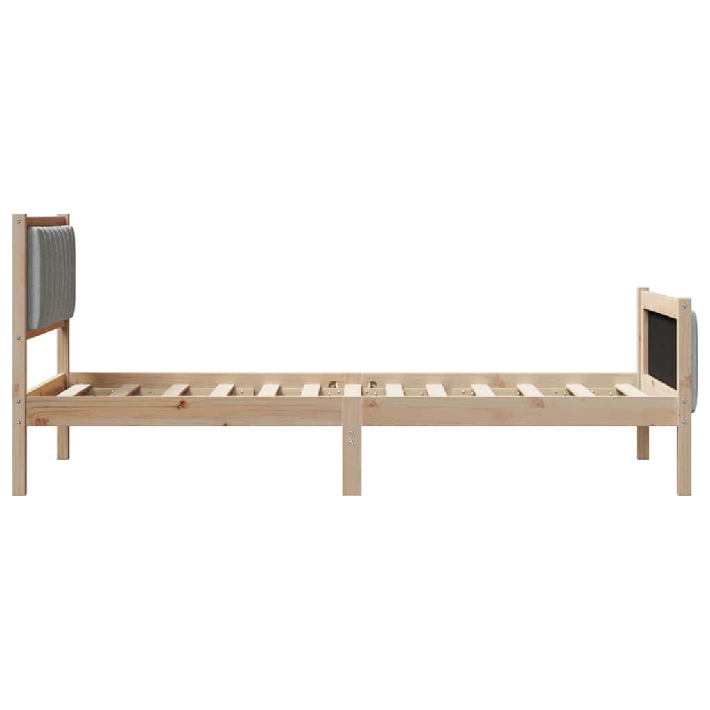 Bed frame Brown and light grey 90 x 200 cm Solid pine wood