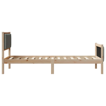 Bed frame Brown and dark grey 90 x 200 cm Solid pine wood