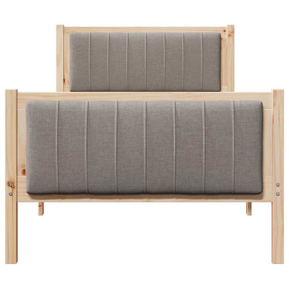 Bed frame Brown and taupe 90 x 200 cm Solid pine wood