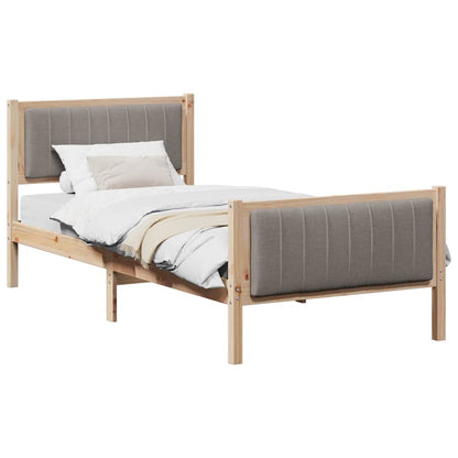 Bed frame Brown and taupe 90 x 200 cm Solid pine wood