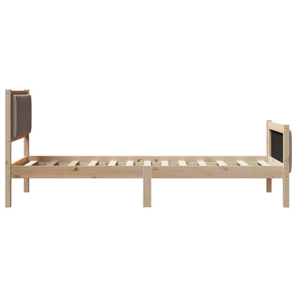 Bed frame Brown and taupe 90 x 200 cm Solid pine wood