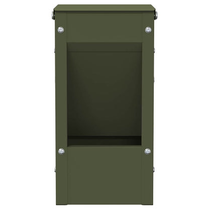Rabbit Feeder Olive Green 12.5 x 12.5 x 25 cm Cold-Rolled Steel