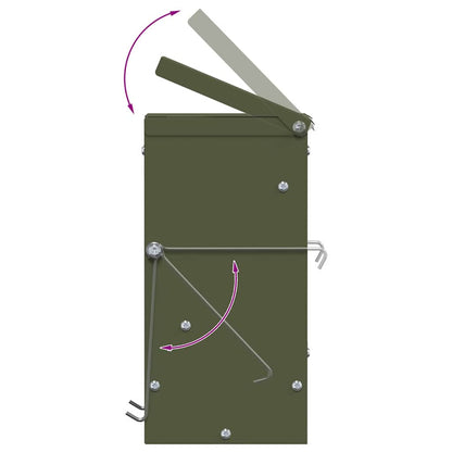 Rabbit Feeder Olive Green 12.5 x 12.5 x 25 cm Cold-Rolled Steel