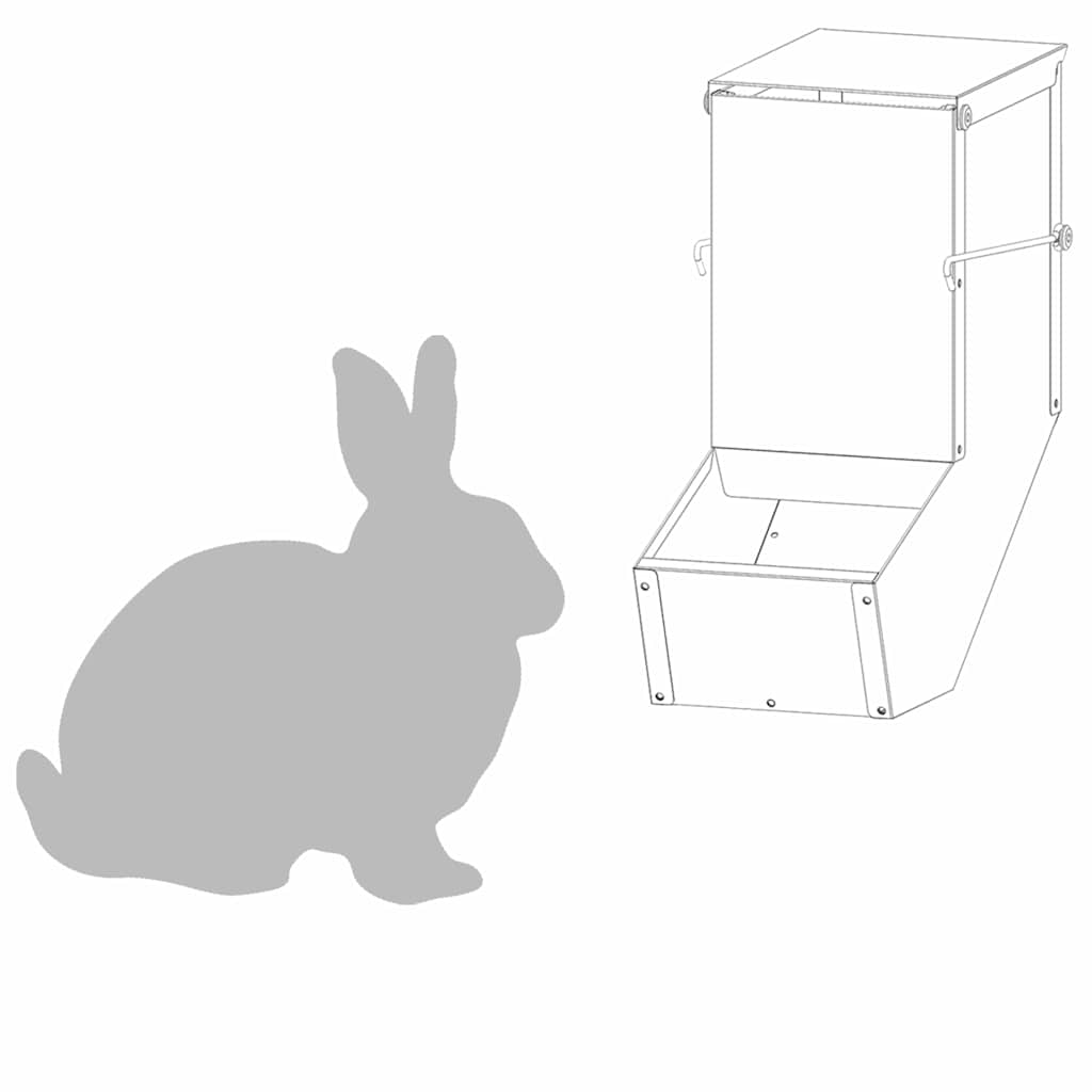Rabbit Feeder Black 12.5 x 26 x 28.5 cm Cold-Rolled Steel