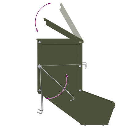 Rabbit Feeder Olive Green 17.5 x 26 x 28.5 cm Cold-Rolled Steel