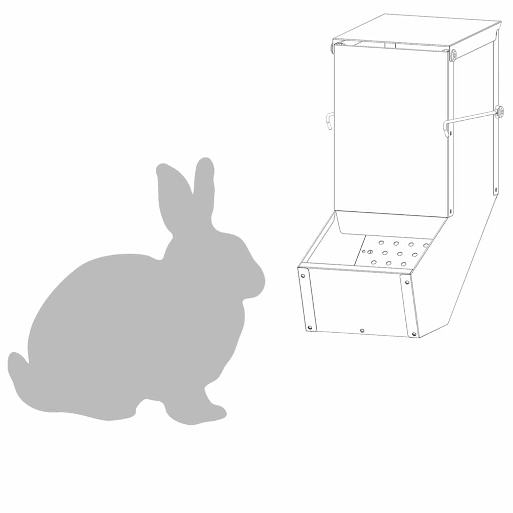 Rabbit Feeder Black 12.5 x 26 x 28.5 cm Cold-Rolled Steel