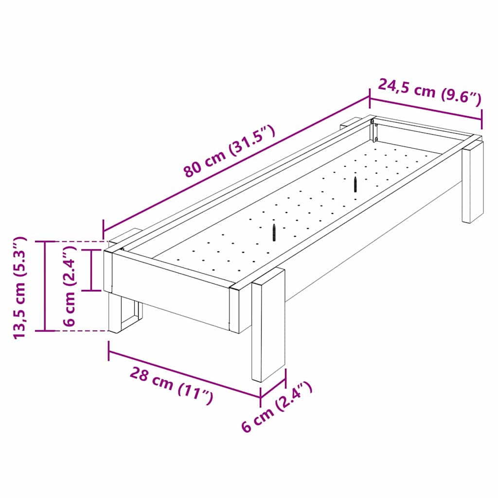 Chicken Feeding Trough Black 80 x 28 x 13.5 cm