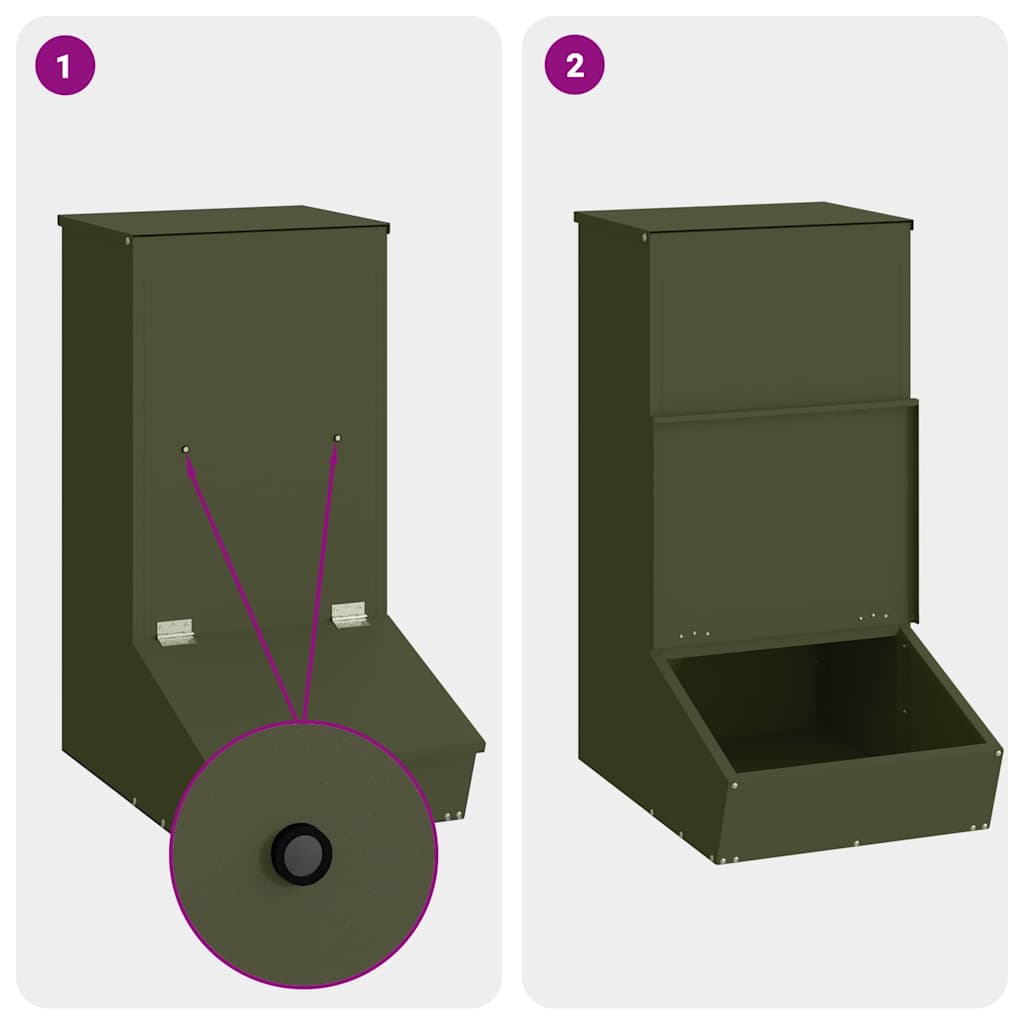 Pig Feeder Olive Green 55 x 38 x 76 cm Cold-Rolled Steel