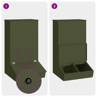 Pig Feeder Olive Green 55 x 51 x 91.5 cm Cold-Rolled Steel