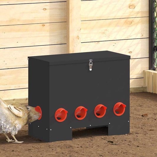 Chicken Feeder Black 60.5 x 29 x 51 cm Cold-Rolled Steel
