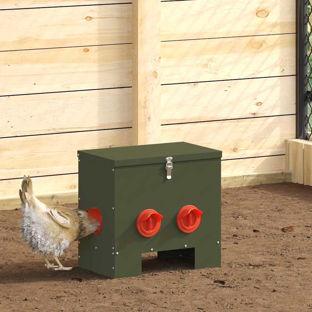 Chicken Feeder Olive Green 40.5 x 25 x 38 cm Cold-Rolled Steel