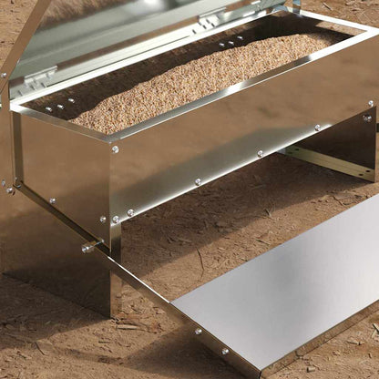Chicken Treadle Feeder Silver 48.5 x 39.5 x 19 cm