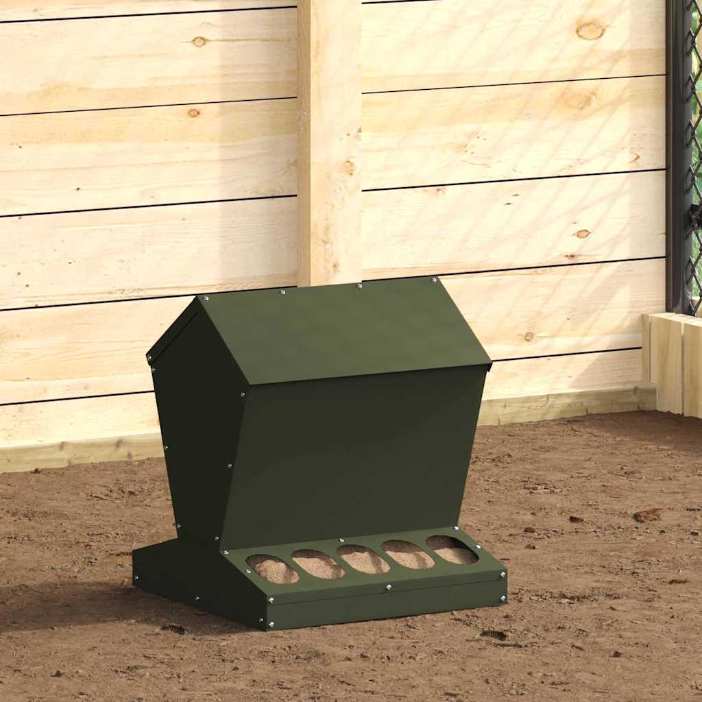 Chicken Feeder Olive Green 40 x 40 x 45 cm Cold-Rolled Steel