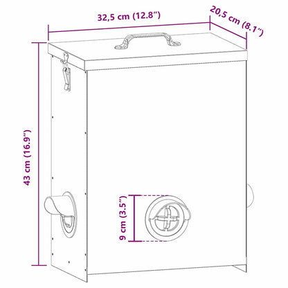 Chicken Feeder Silver 32.5 x 20.5 x 43 cm Galvanised Steel