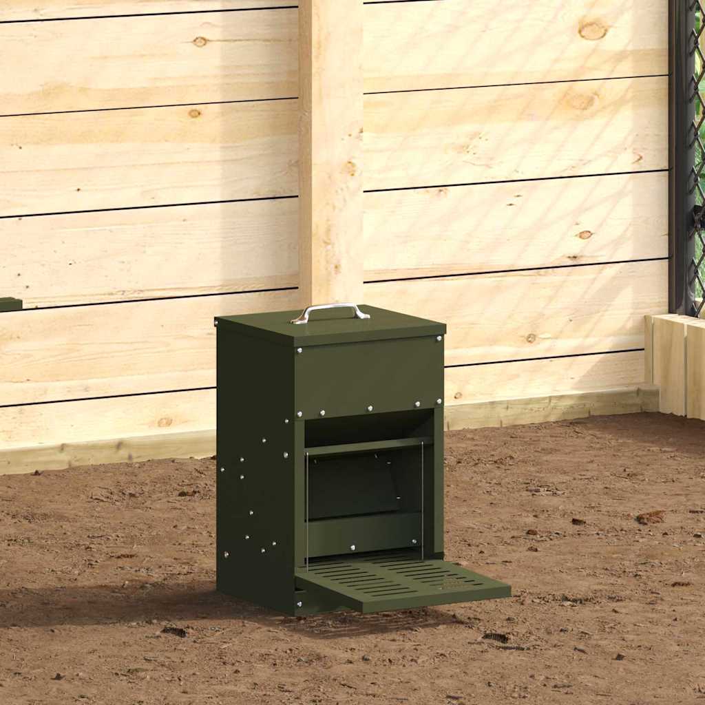 Chicken Treadle Feeder Olive Green 25 x 42 x 40 cm
