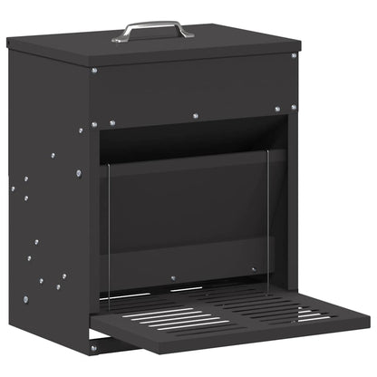 Chicken Treadle Feeder Black 33 x 42 x 40 cm Cold-Rolled Steel