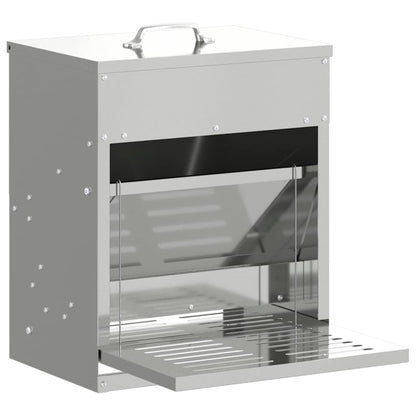 Chicken Treadle Feeder Silver 33 x 42 x 40 cm Galvanised Steel