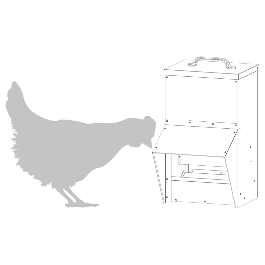 Chicken Feeder Silver 20 x 25 x35 cm Galvanised Steel