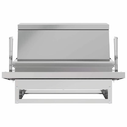 Chicken Treadle Feeder Silver 50 x 40 x 29 cm Galvanised Steel