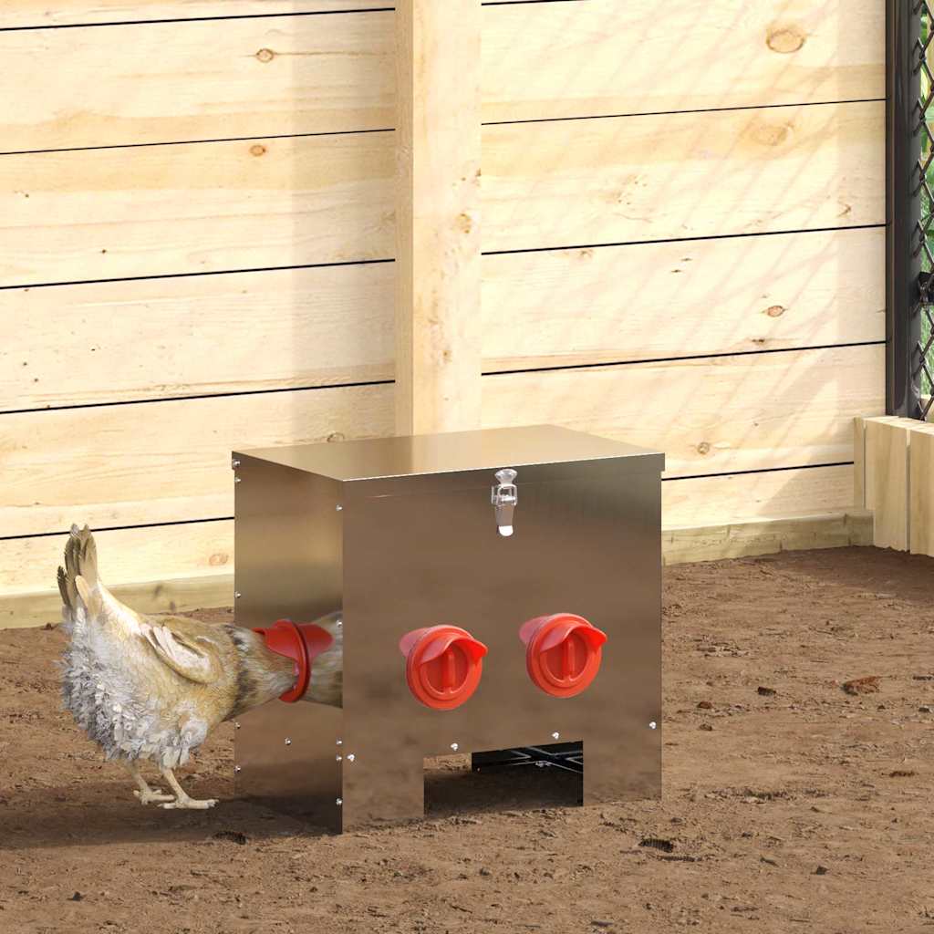 Chicken Feeder 2 Silver 40.5 x 25 x 38 cm 20 kg