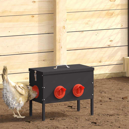 Chicken Feeder 2 pcs Black 41.5 x 20.5 x 33 cm