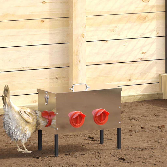 Chicken Feeder 2 pcs Silver 41.5 x 20.5 x 33 cm
